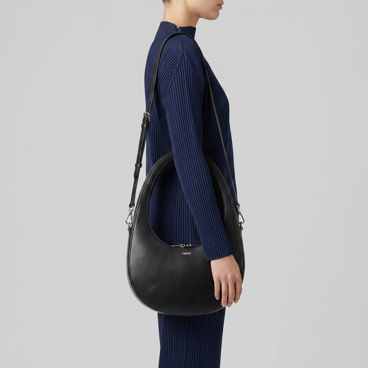Architectural Leather Moon Bag