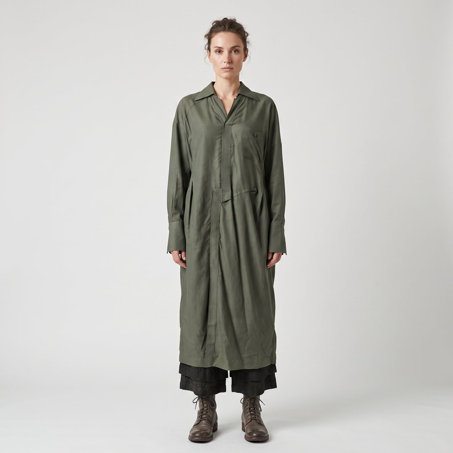Asymmetric Olive Long Shirt