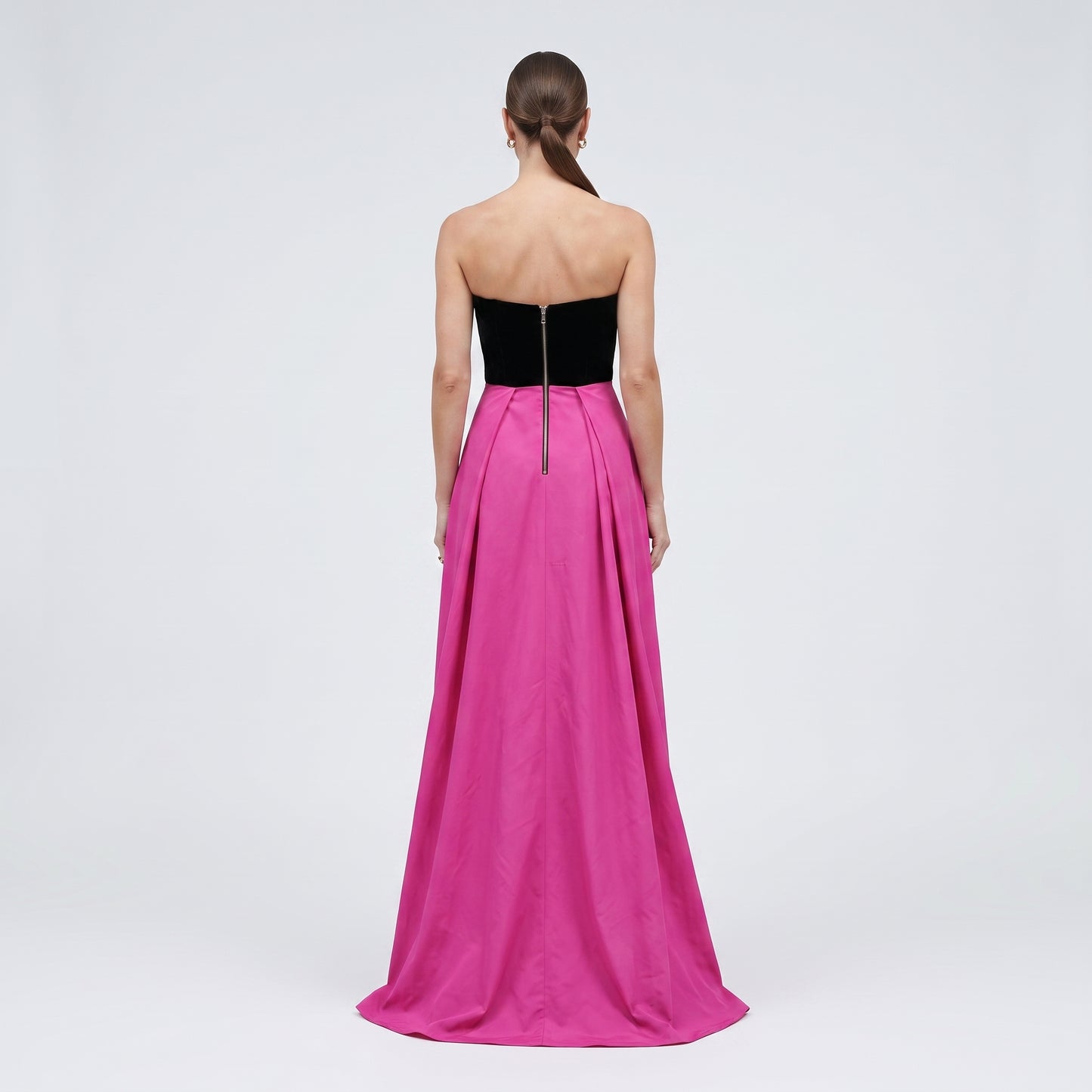 Colorblock Strapless Velvet Gown