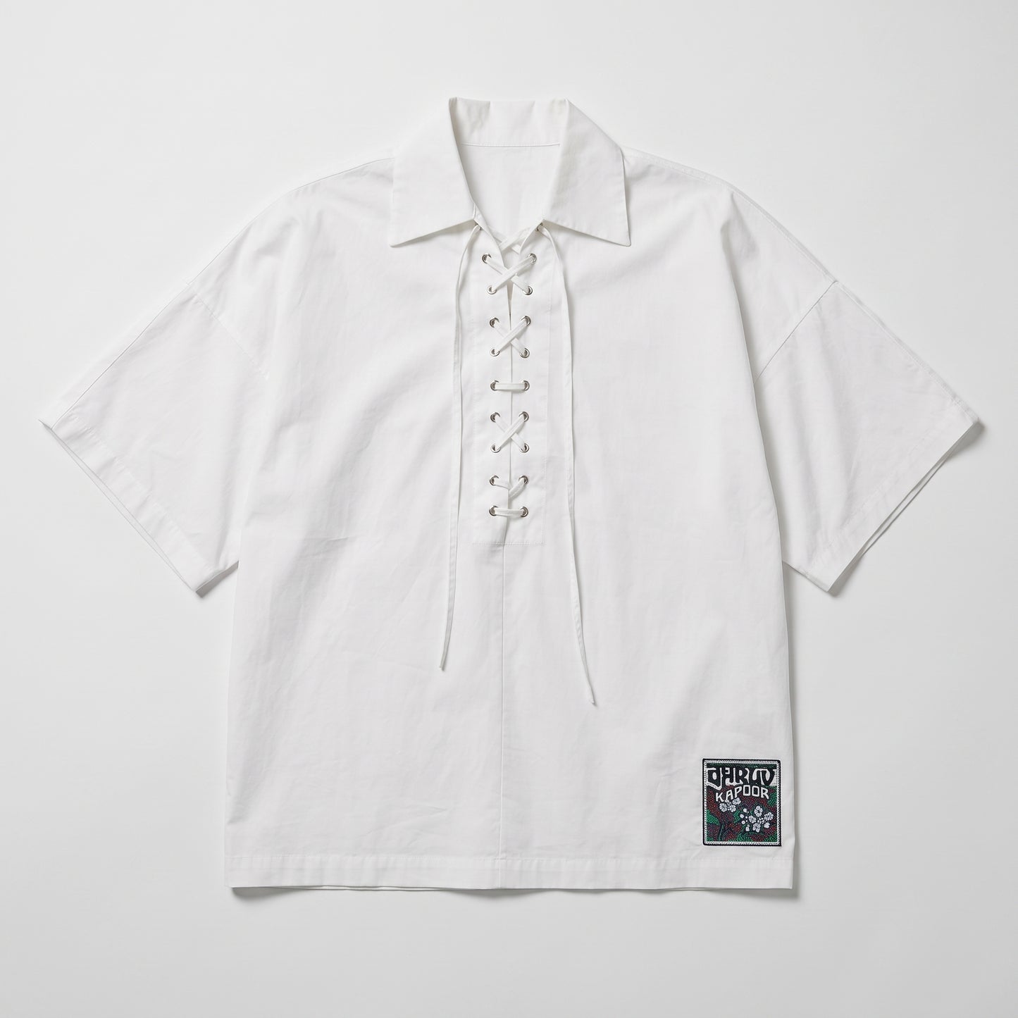 Lace-Up Cotton Poplin Shirt