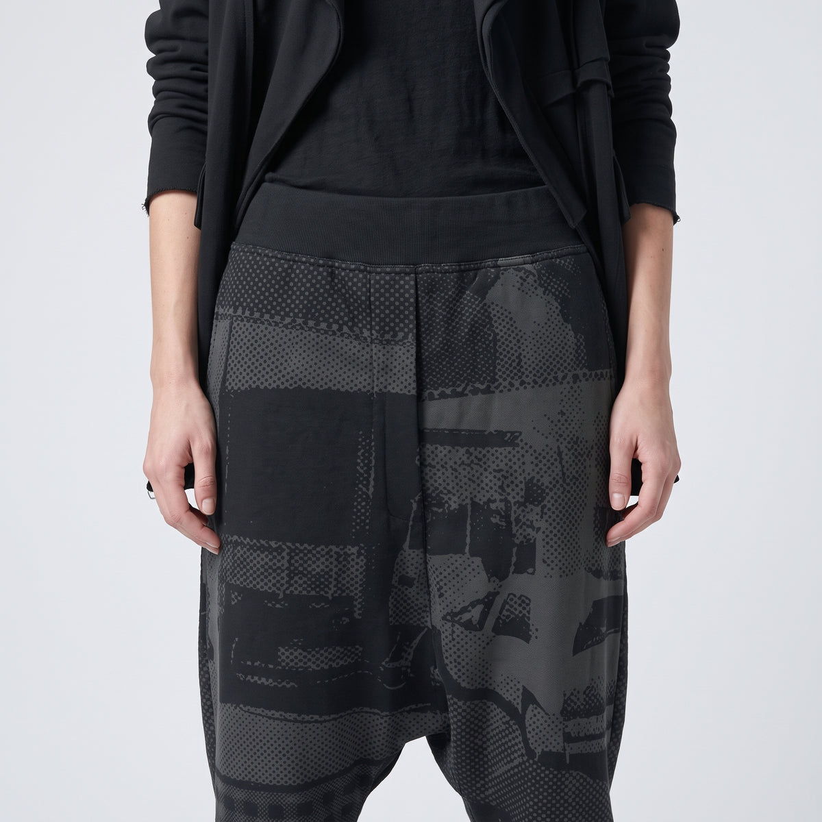 Graphic Print Drop Crotch Trousers