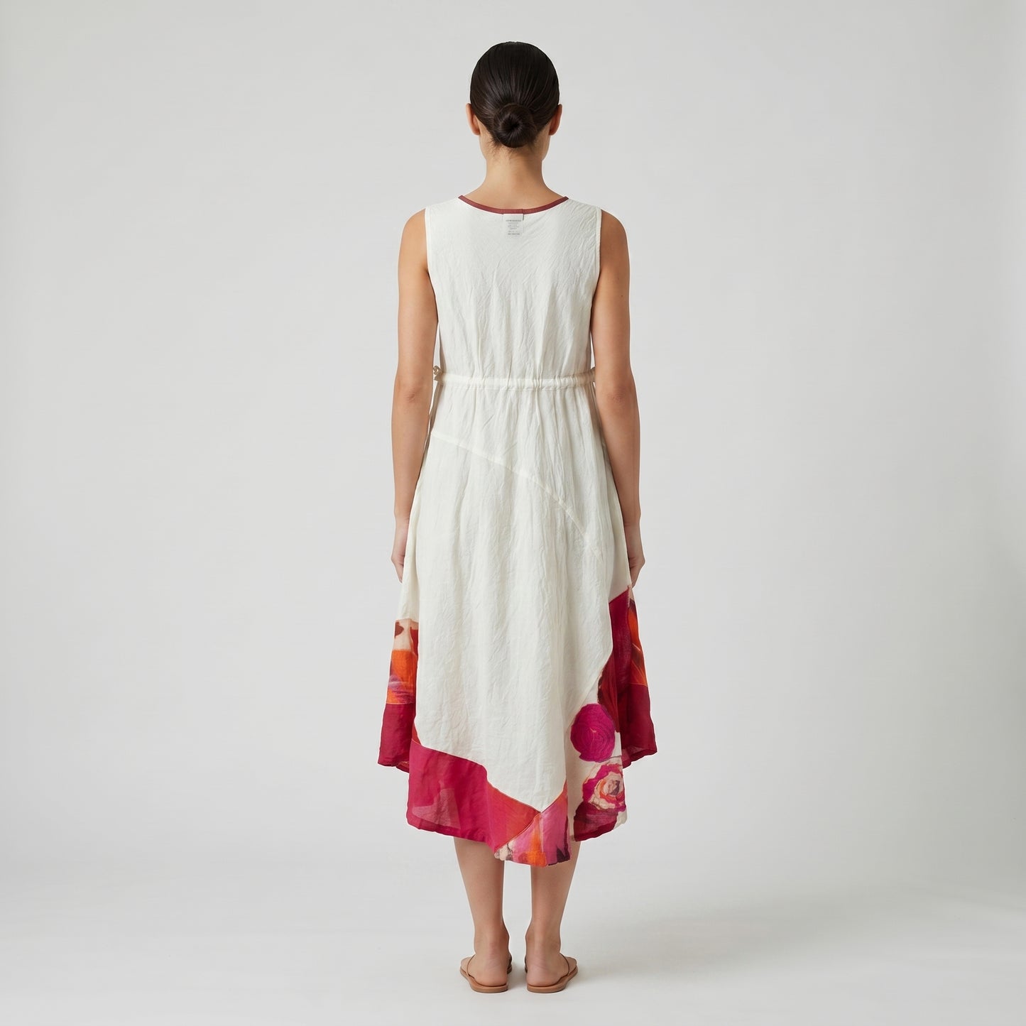 Floral Asymmetric Linen Midi Dress