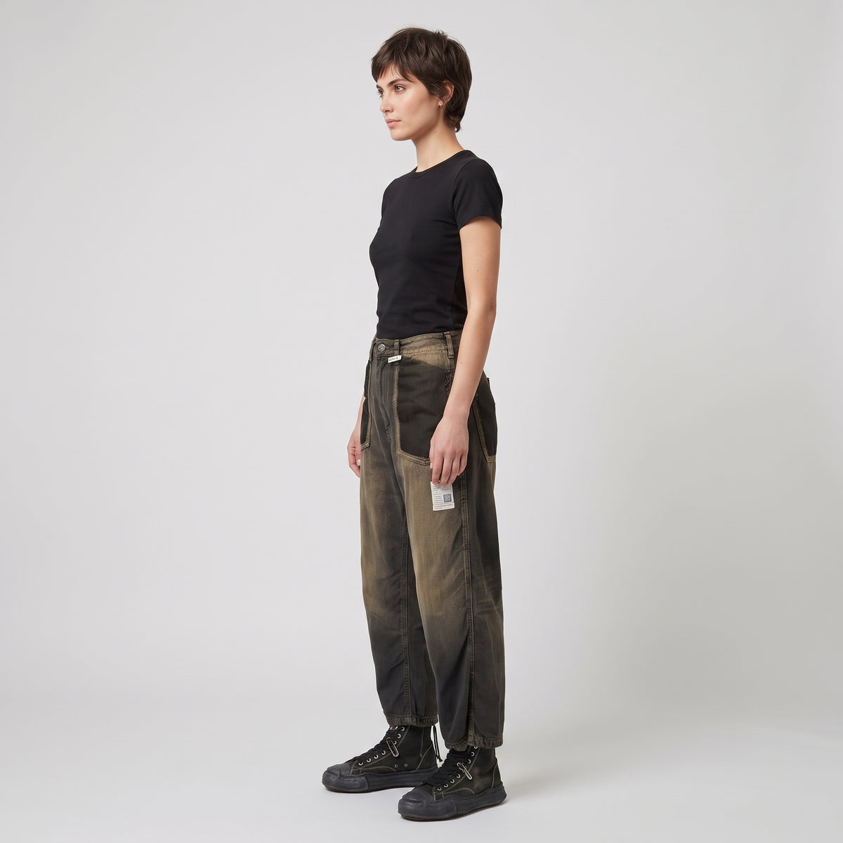 Distressed Patchwork Denim Trousers