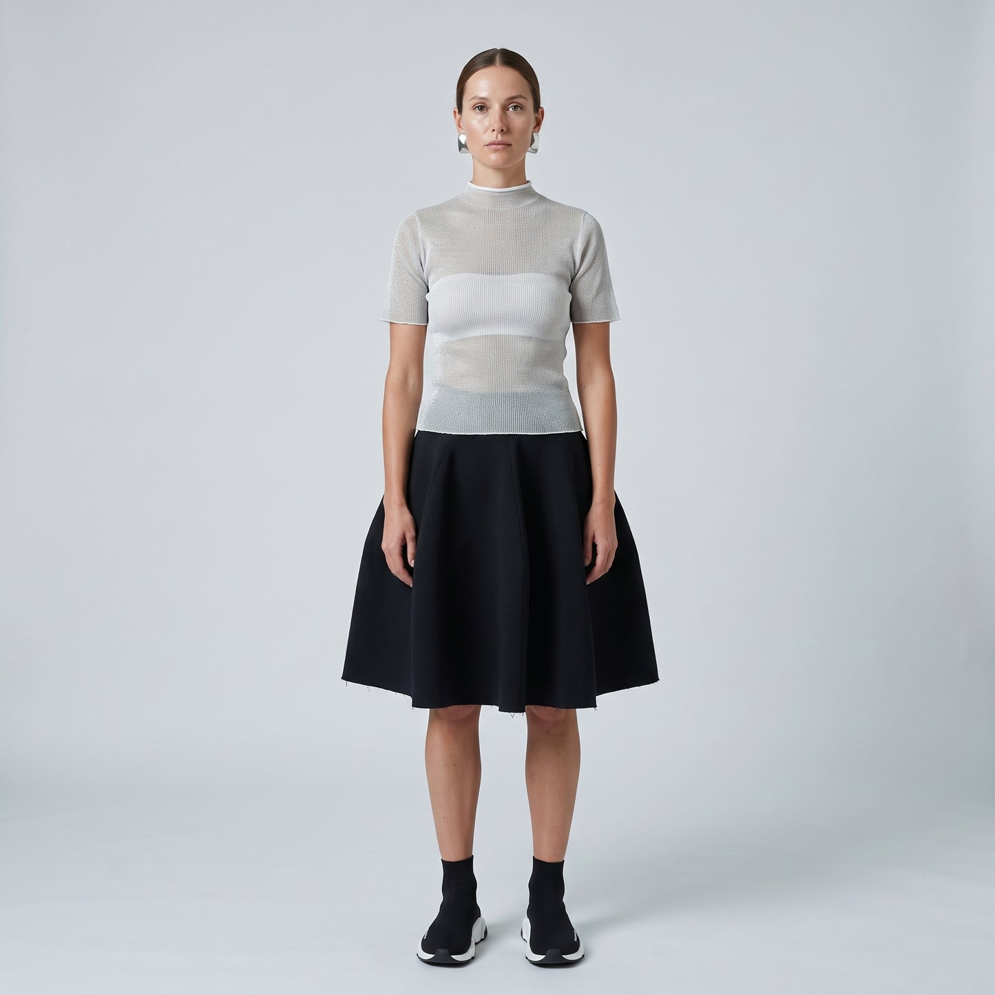 Elegant Ribbed Mock Neck Top