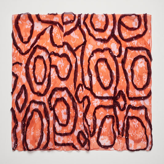 Floral Ruffle Detail Silk Scarf