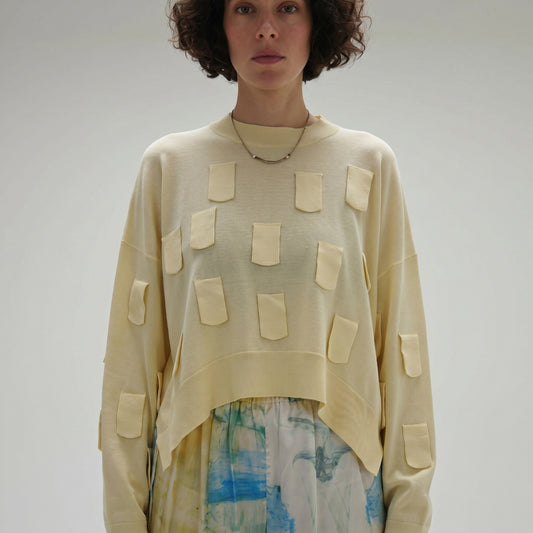 Textured Pastel Embellished Knit Sweater