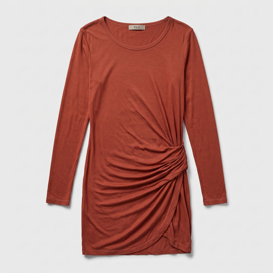 Ruched Long Sleeve Mini Dress
