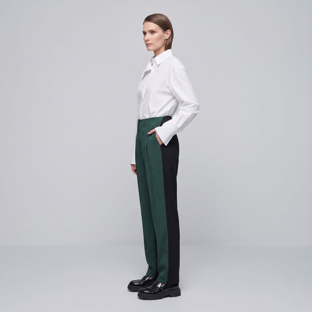 Tailored High-Waist Tuxedo Trousers