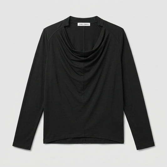 Elegant Black Cowl Neck Top
