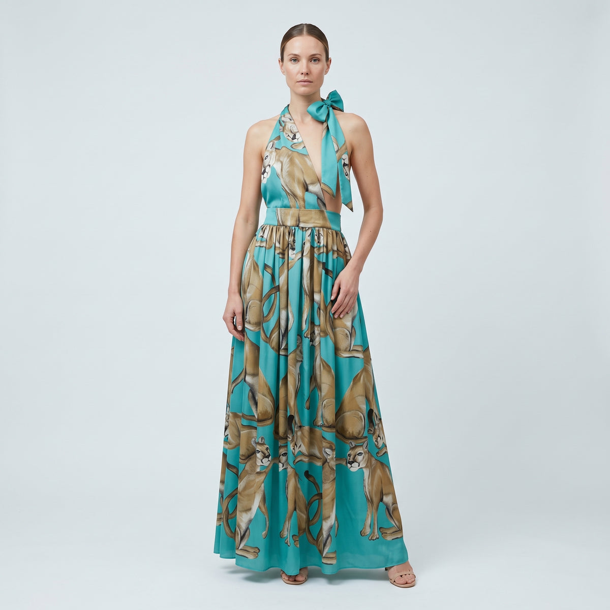 Animal Print Halter Neck Dress