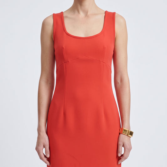 Sleeveless Tailored Red Sheath Dress