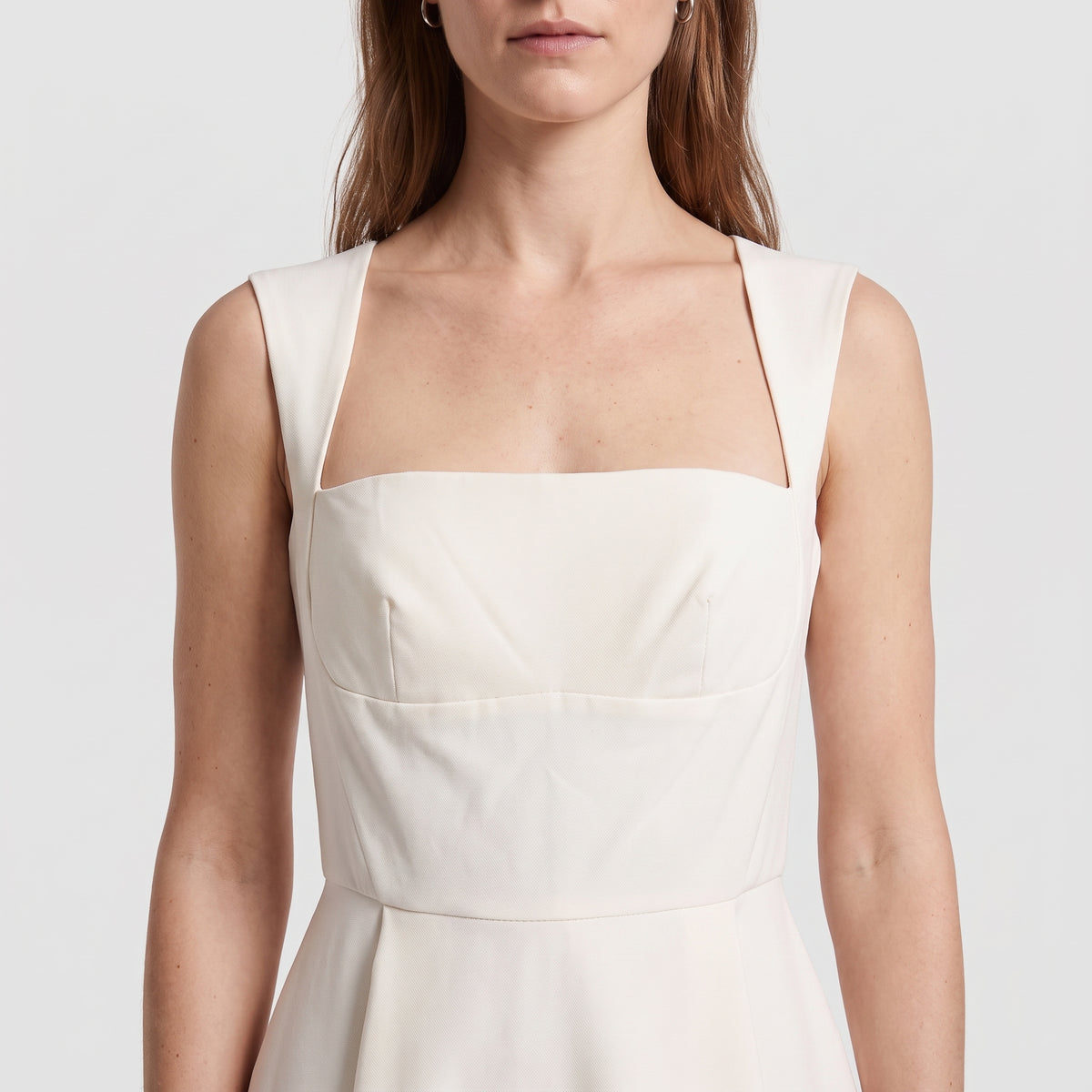 Structured Cream Square Neck Dress