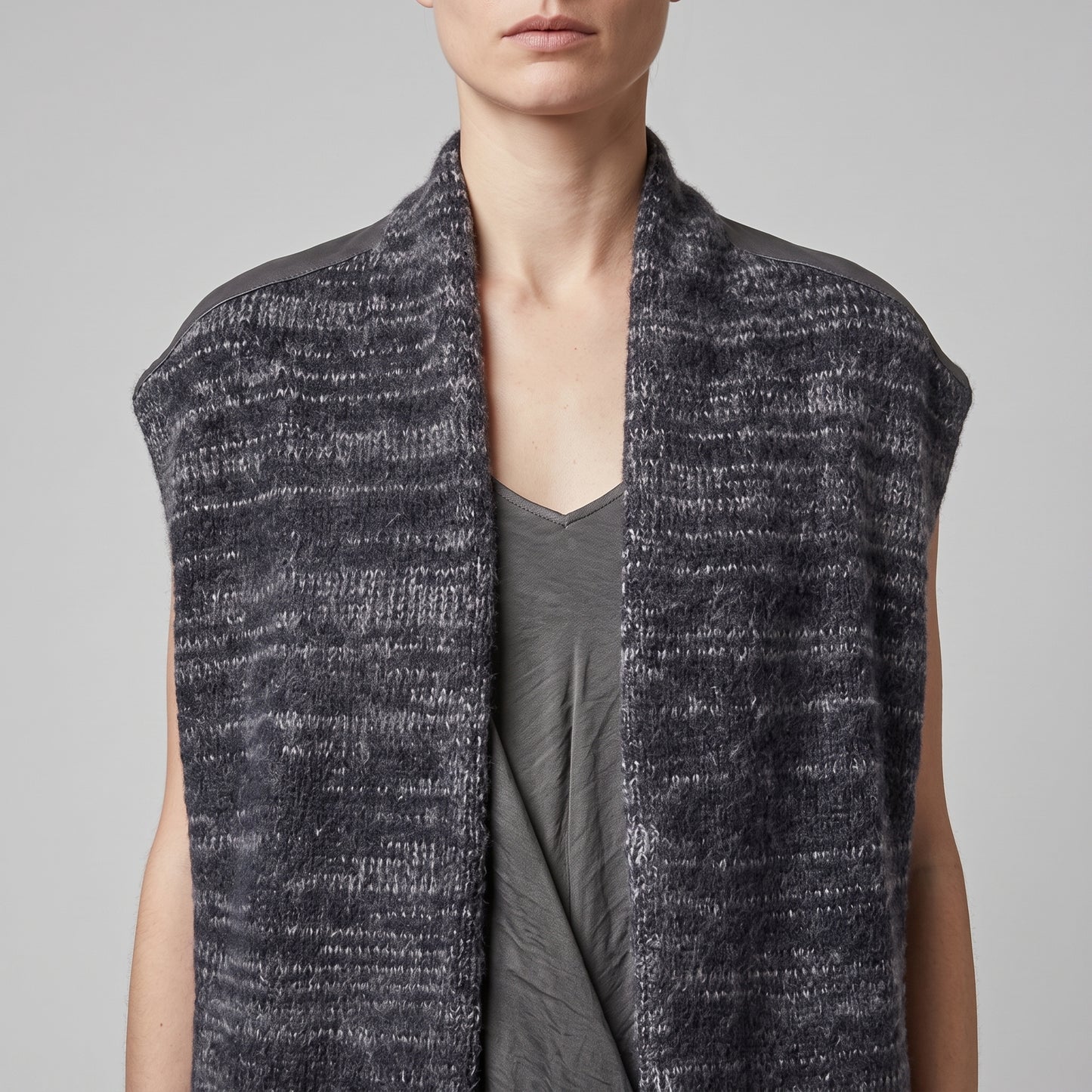 Textured Knit Sleeveless Layering Vest