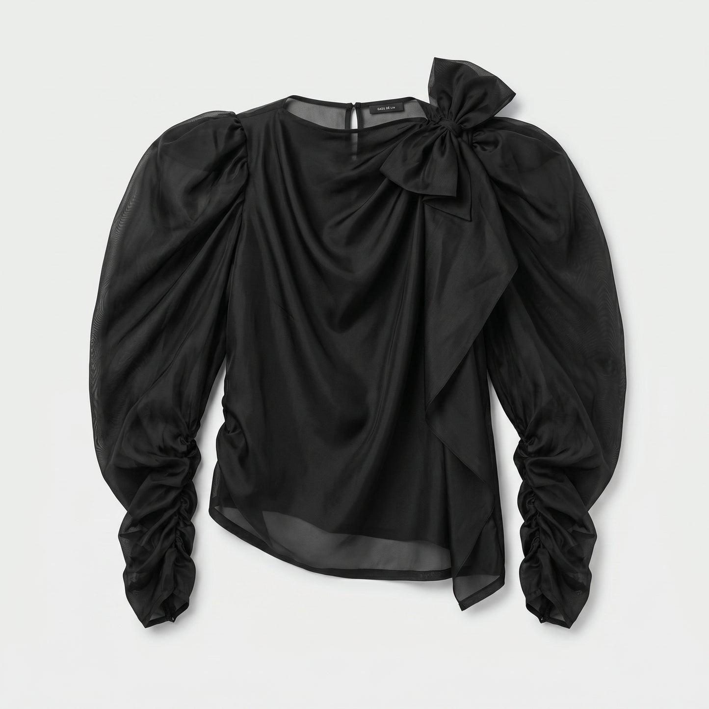 Draped Bow Organza Blouse