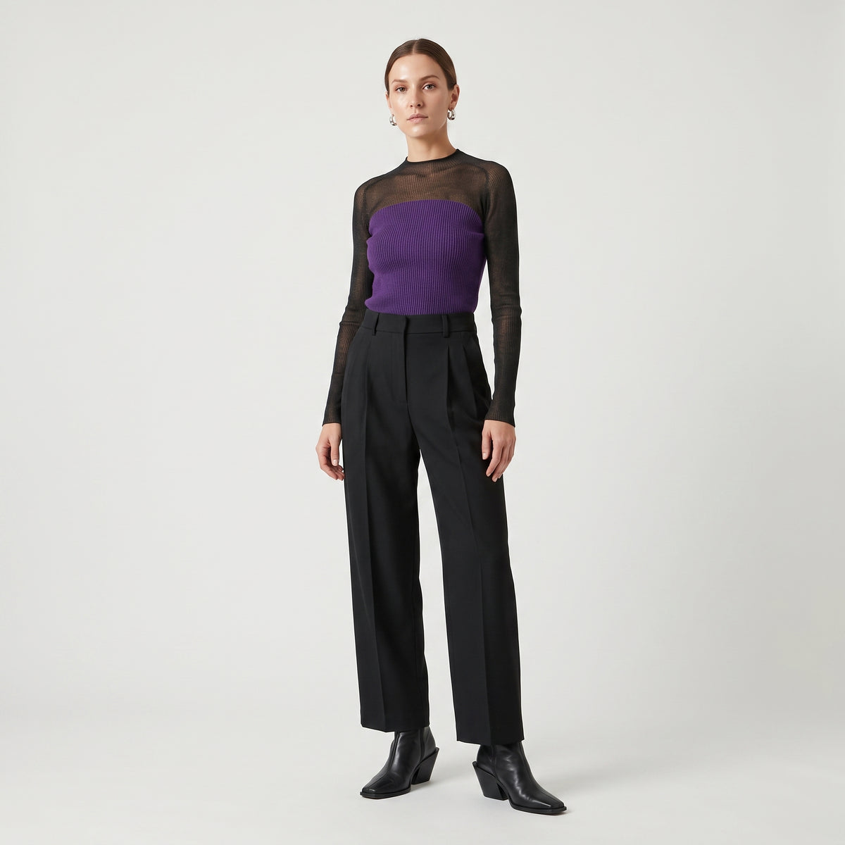 Colorblock Ribbed Knit Top