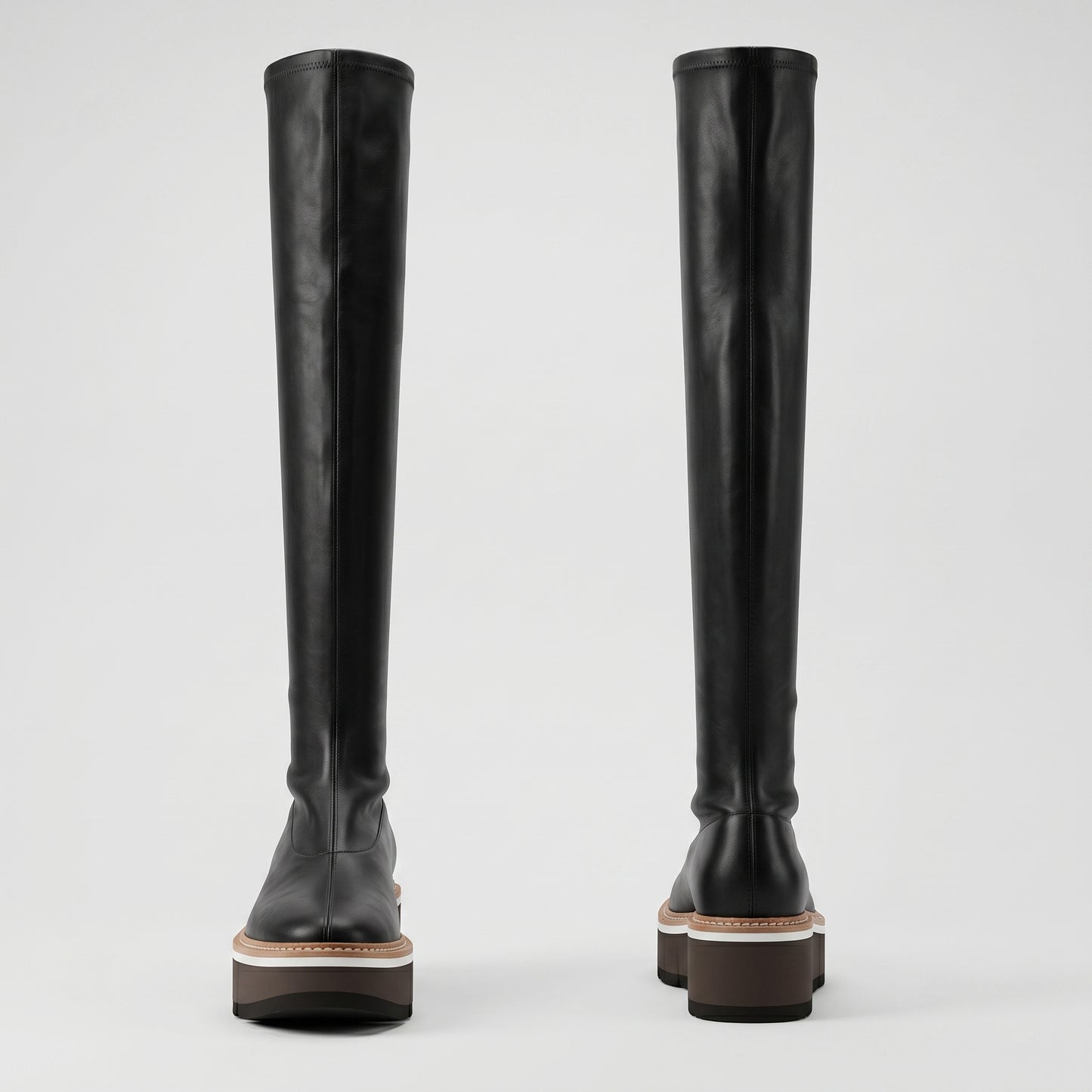 Sleek Leather Platform Tall Boots