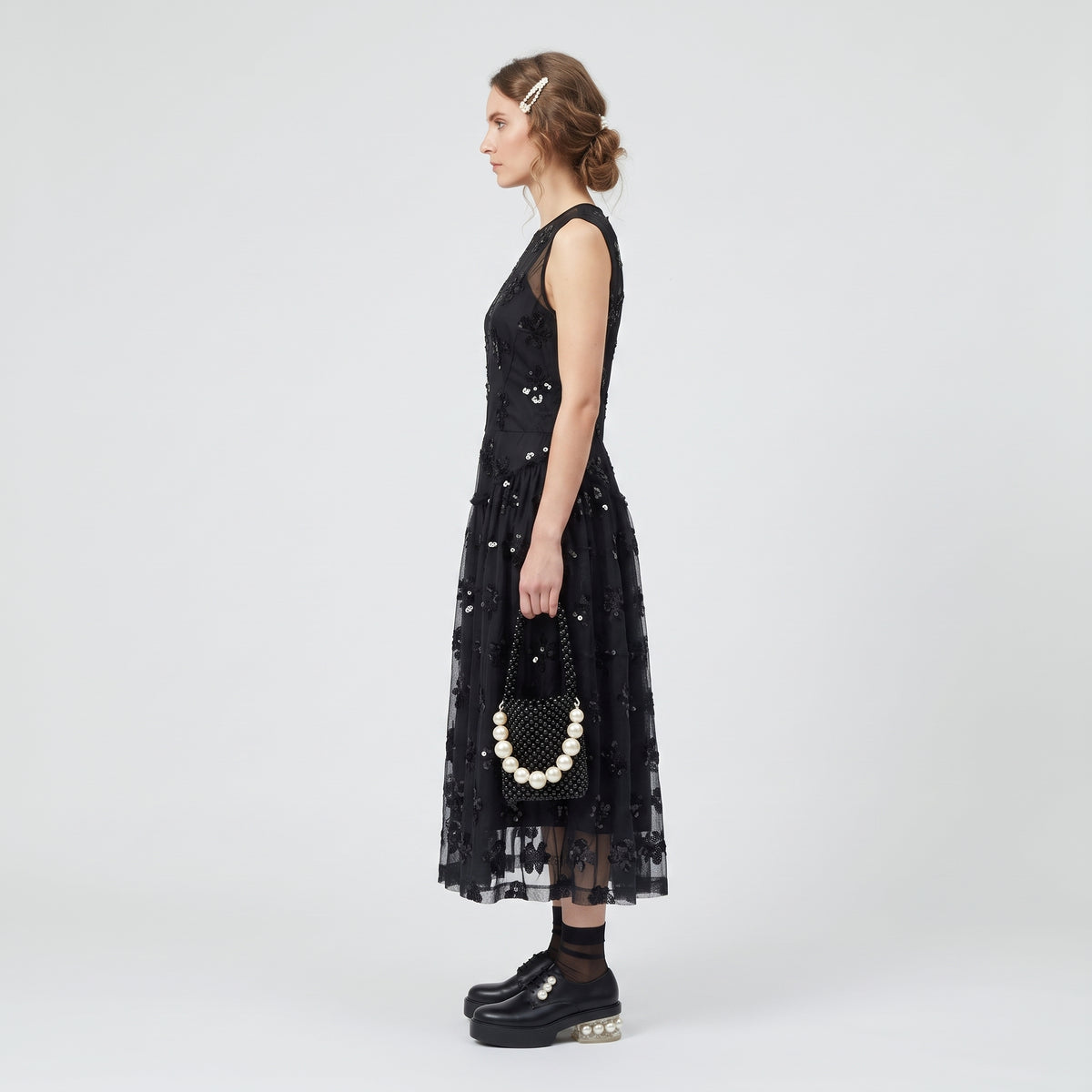 Embellished Floral Tulle Dress