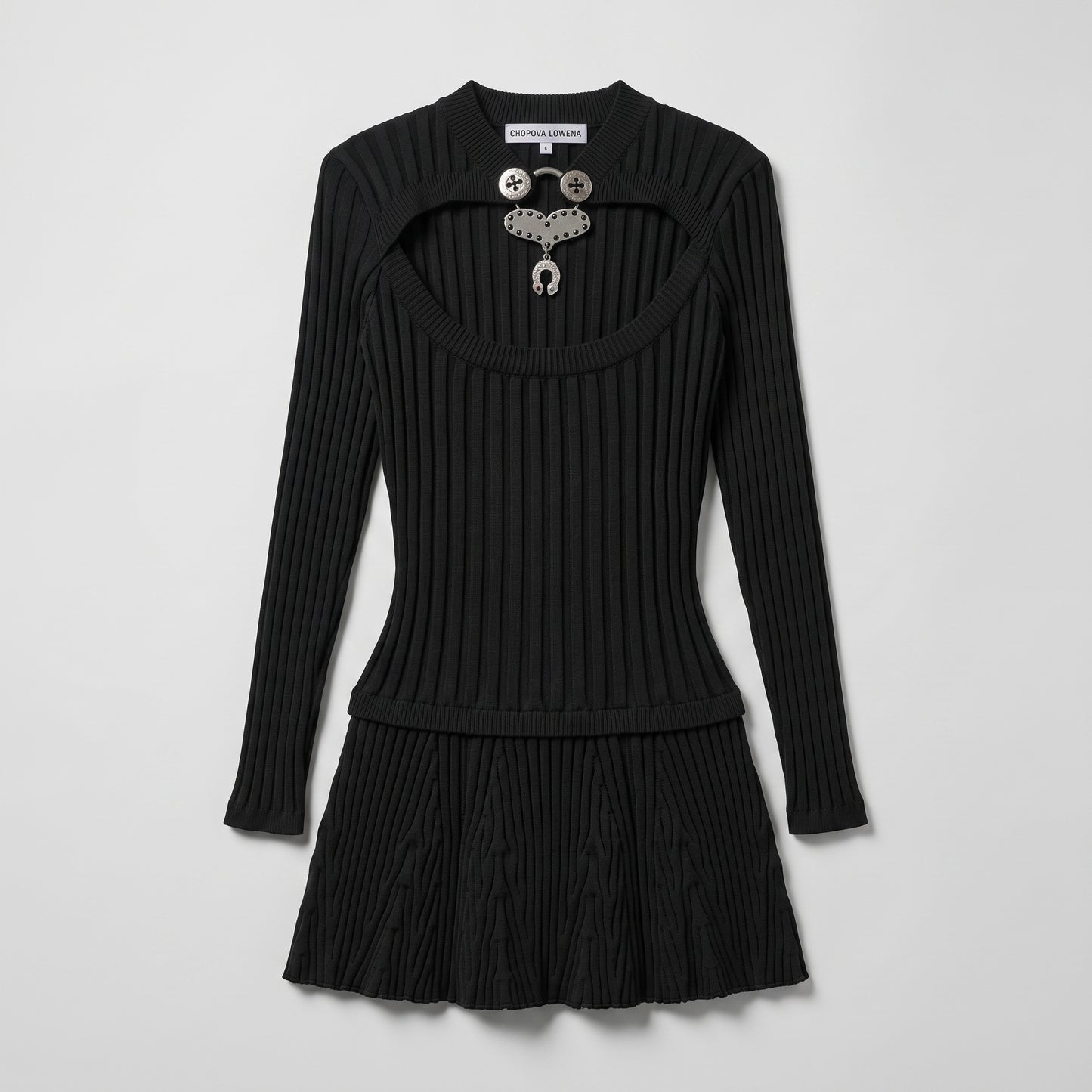 Ribbed Knit Cutout Mini Dress