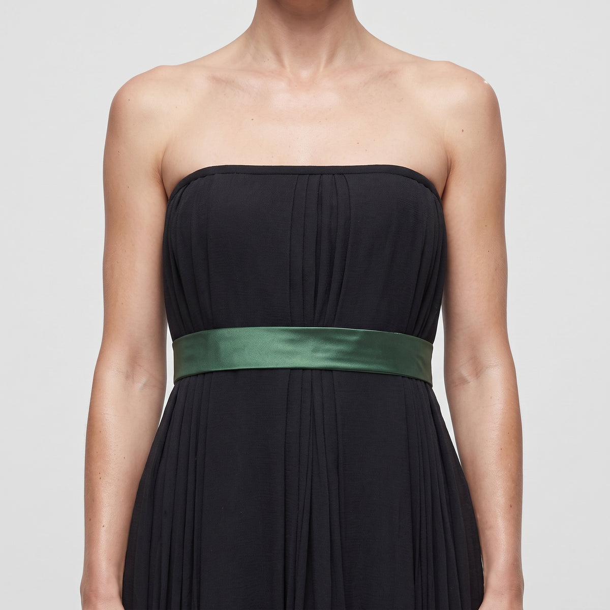 Pleated Strapless Midi Dress
