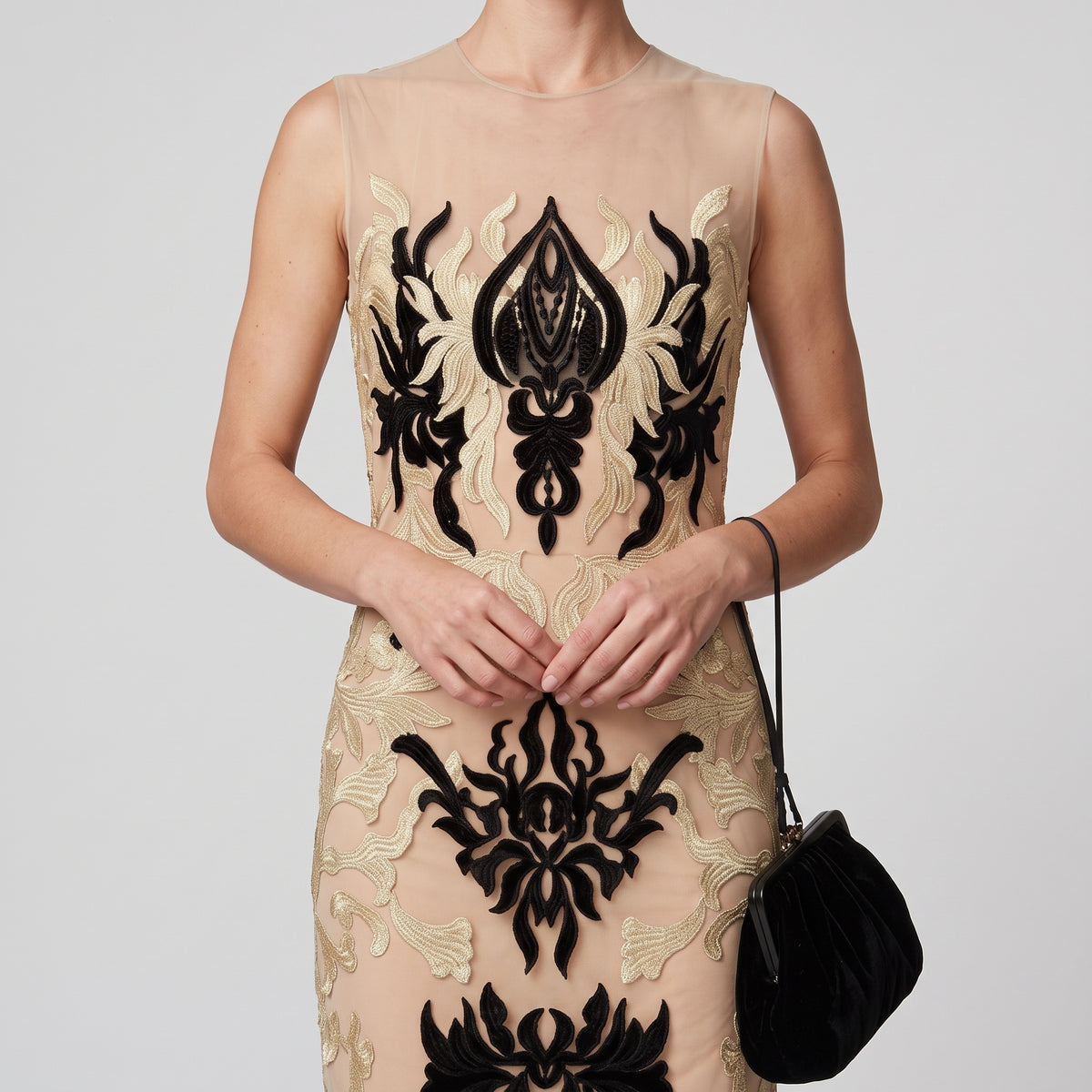 Embroidered Illusion Sheer Mini Dress