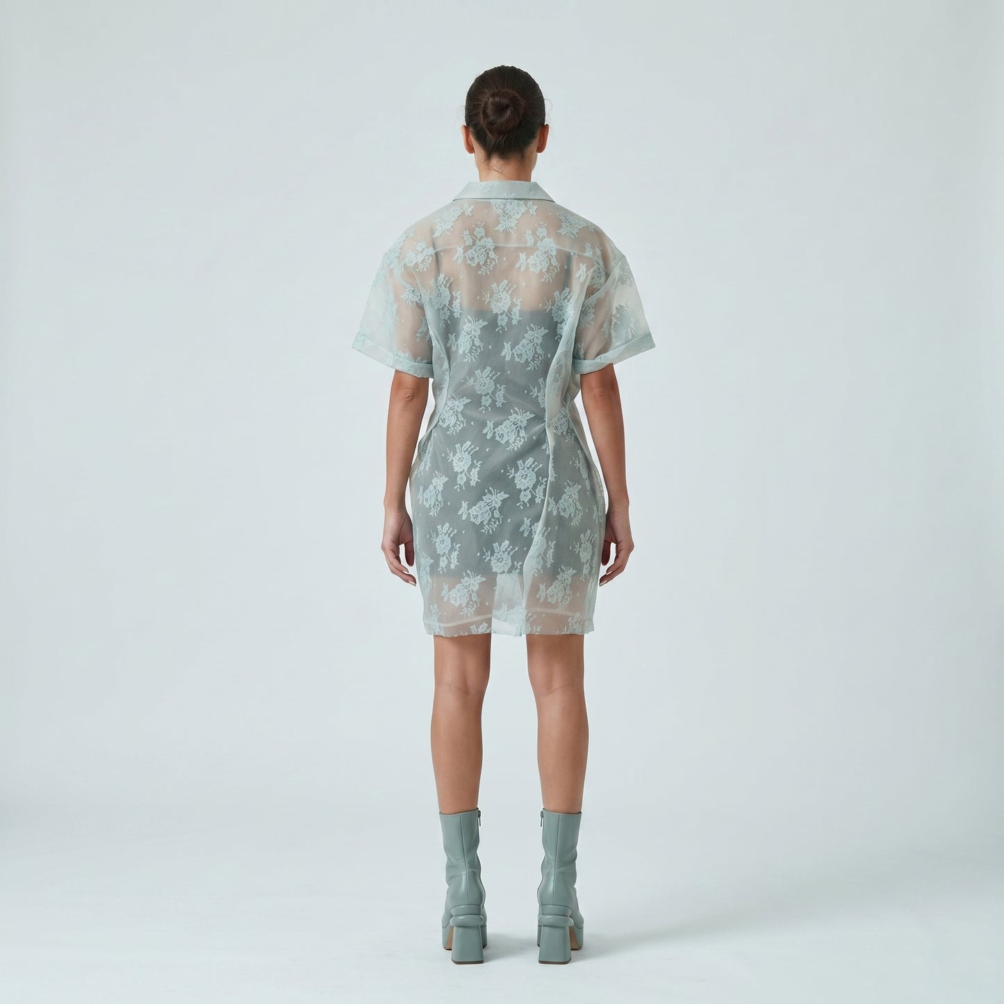 Mint Lace Shirt Mini Dress