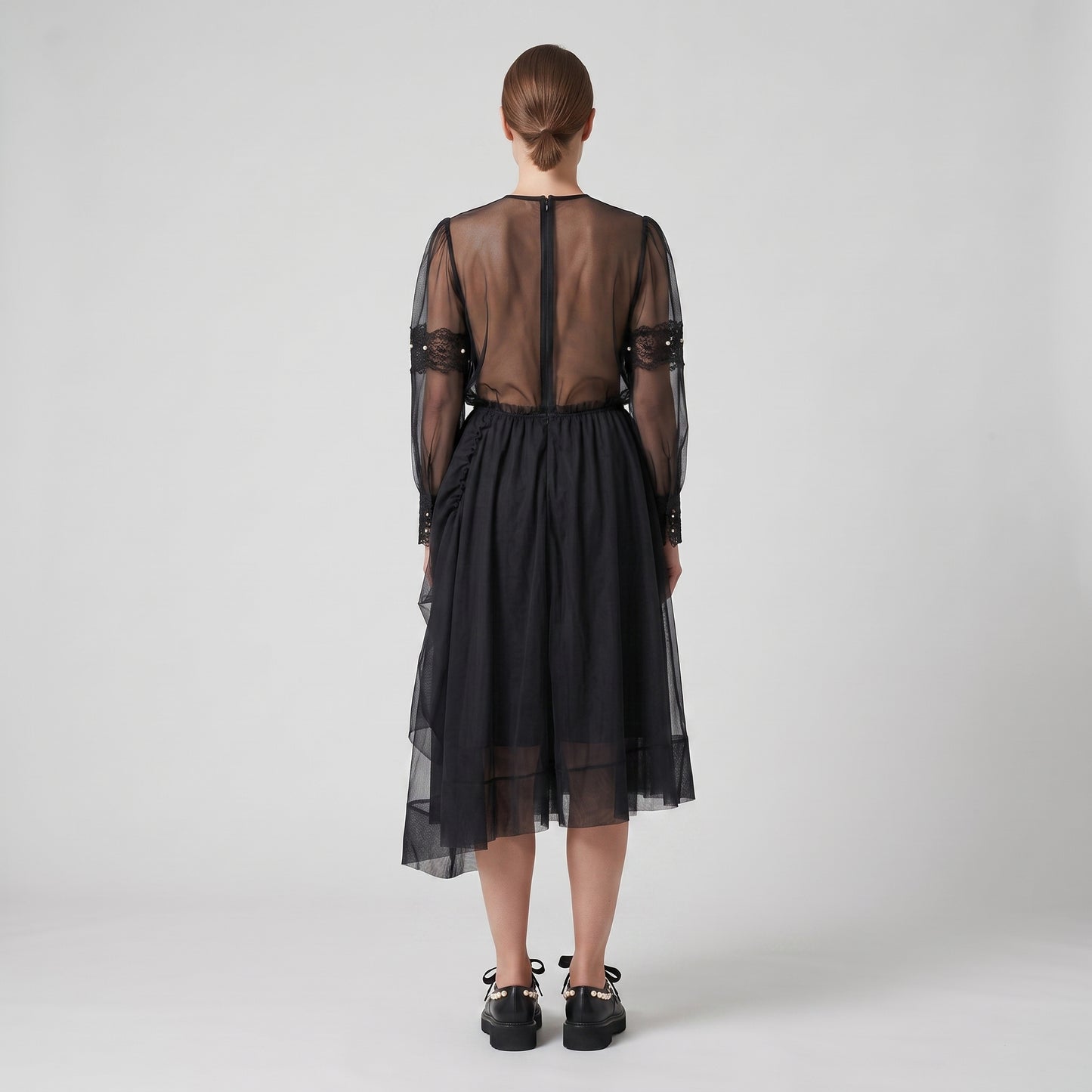 Asymmetric Tulle Draped Skirt