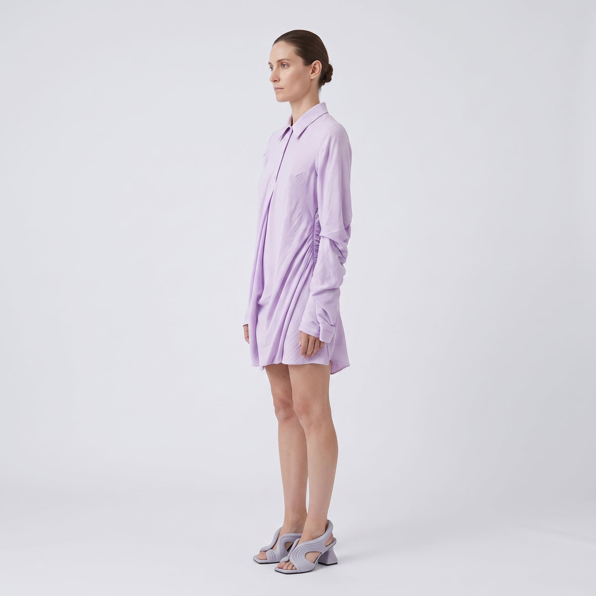 Lavender Ruched Pleated Shirt