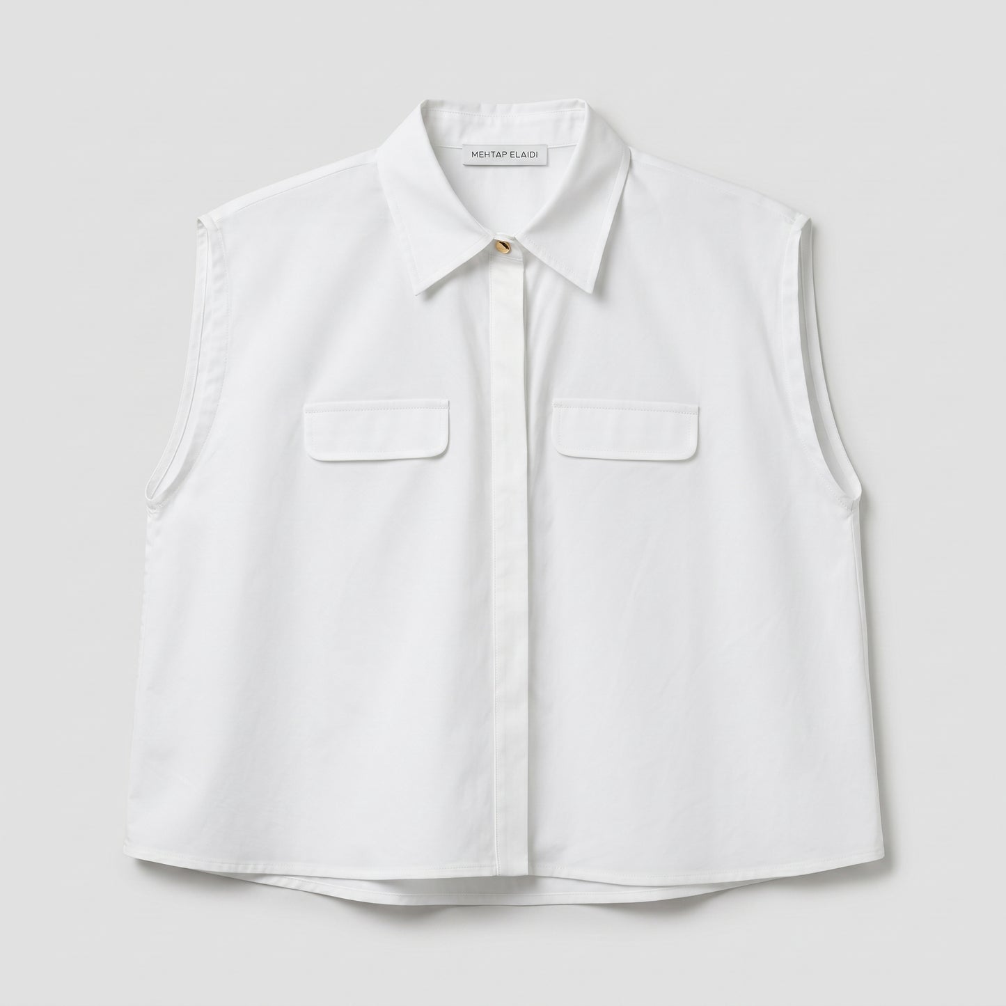 Sleeveless Cotton Pocket Shirt