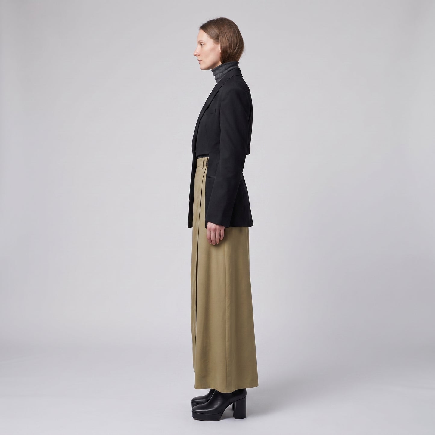 Olive Wrap Midi Skirt