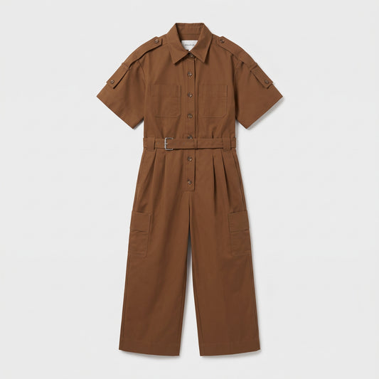 Utility Belted Cotton Jumpsuit