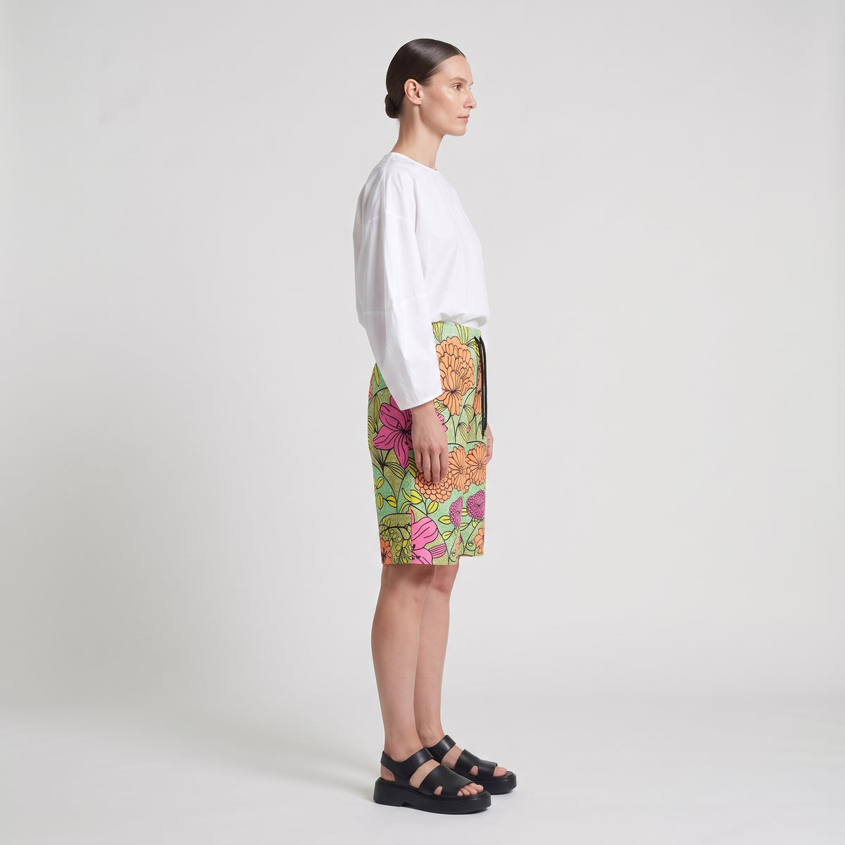 Floral Print Drawstring Shorts
