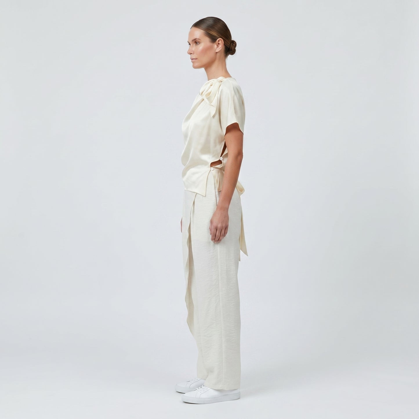 Elegant Silk Bow Detail Top