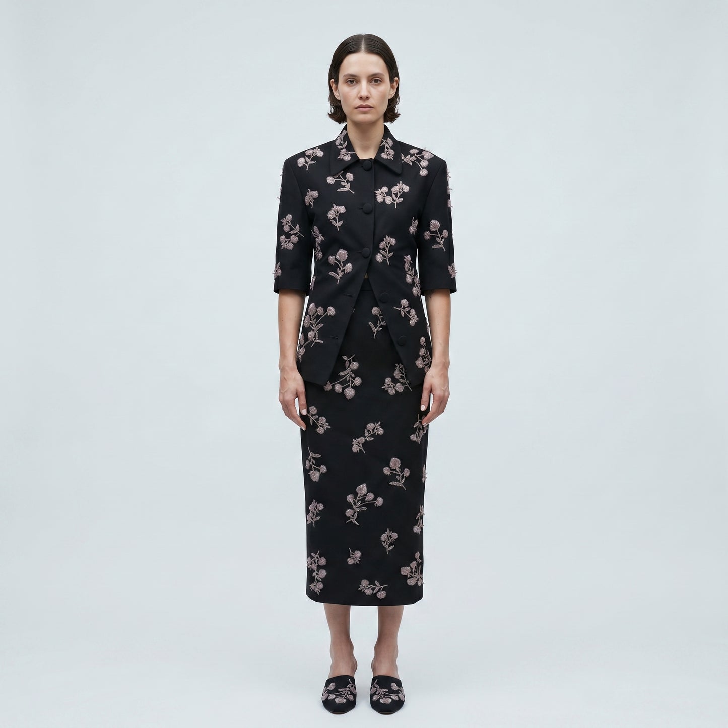 Floral Embroidered Structured Jacket