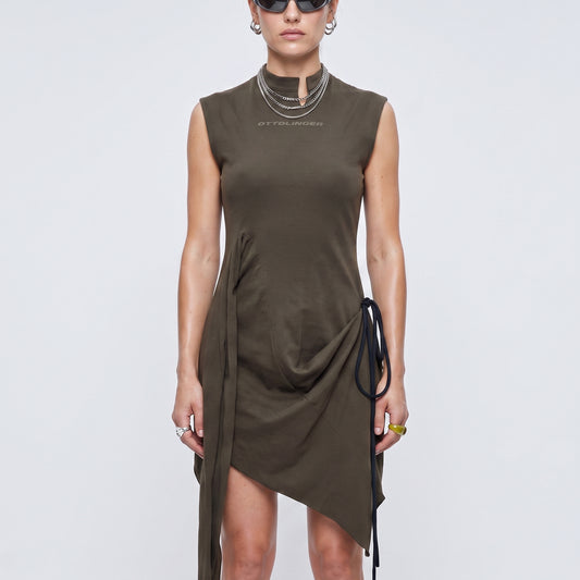 Asymmetric Sleeveless Drawstring Top