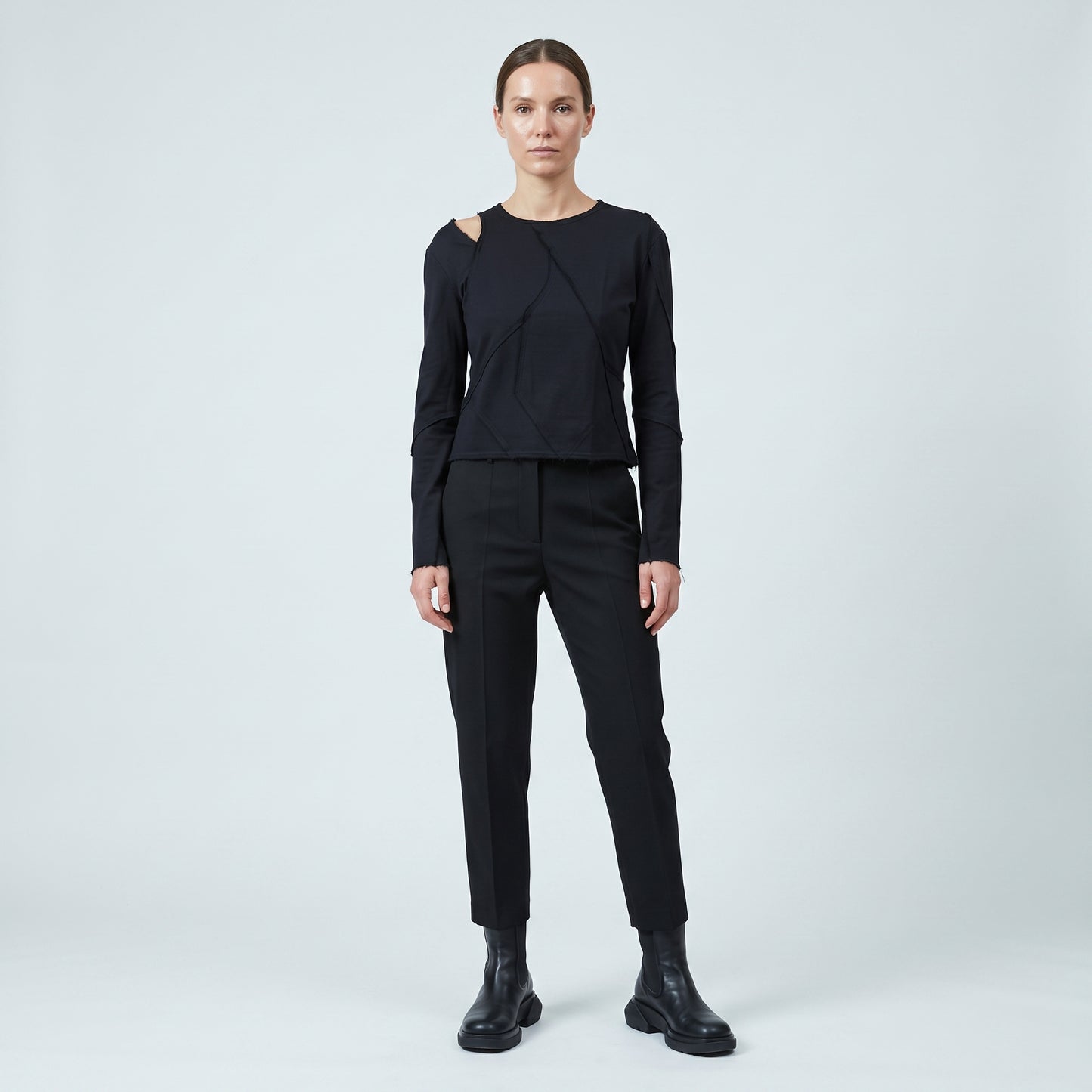 Asymmetric Cutout Long Sleeve Top