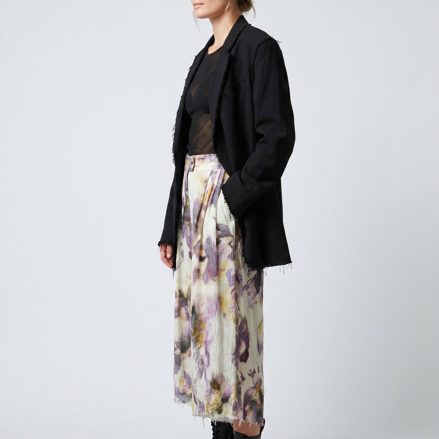 Watercolor Floral Wide-Leg Culottes