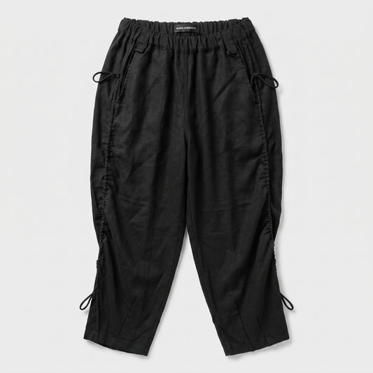 Black Ruched Drawstring Trousers