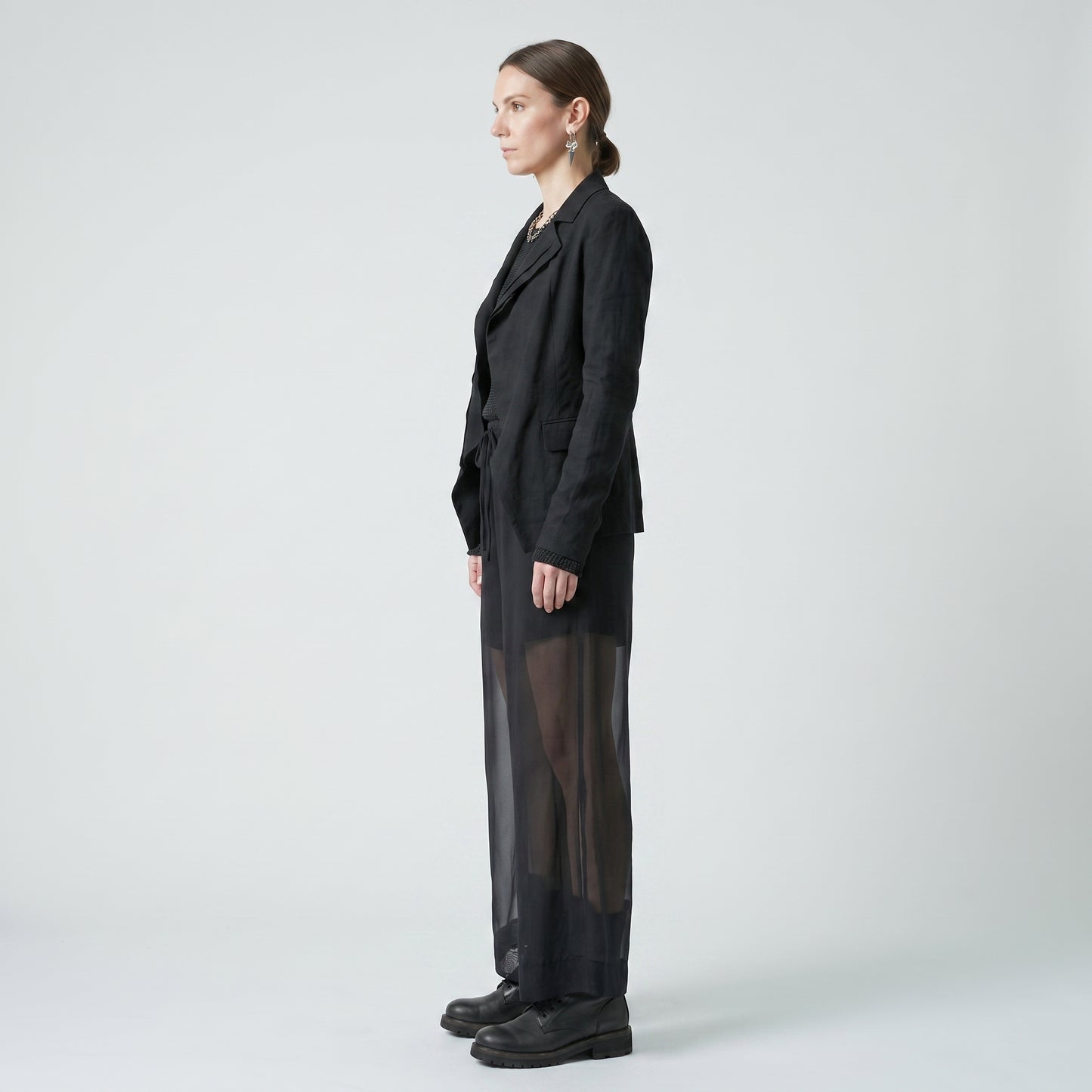 Sheer Wide Leg Drawstring Trousers