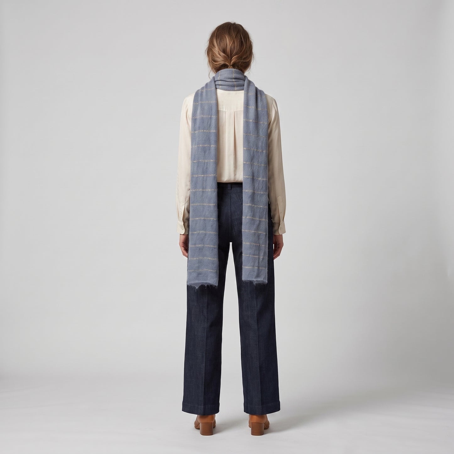 Metallic Stripe Knit Scarf