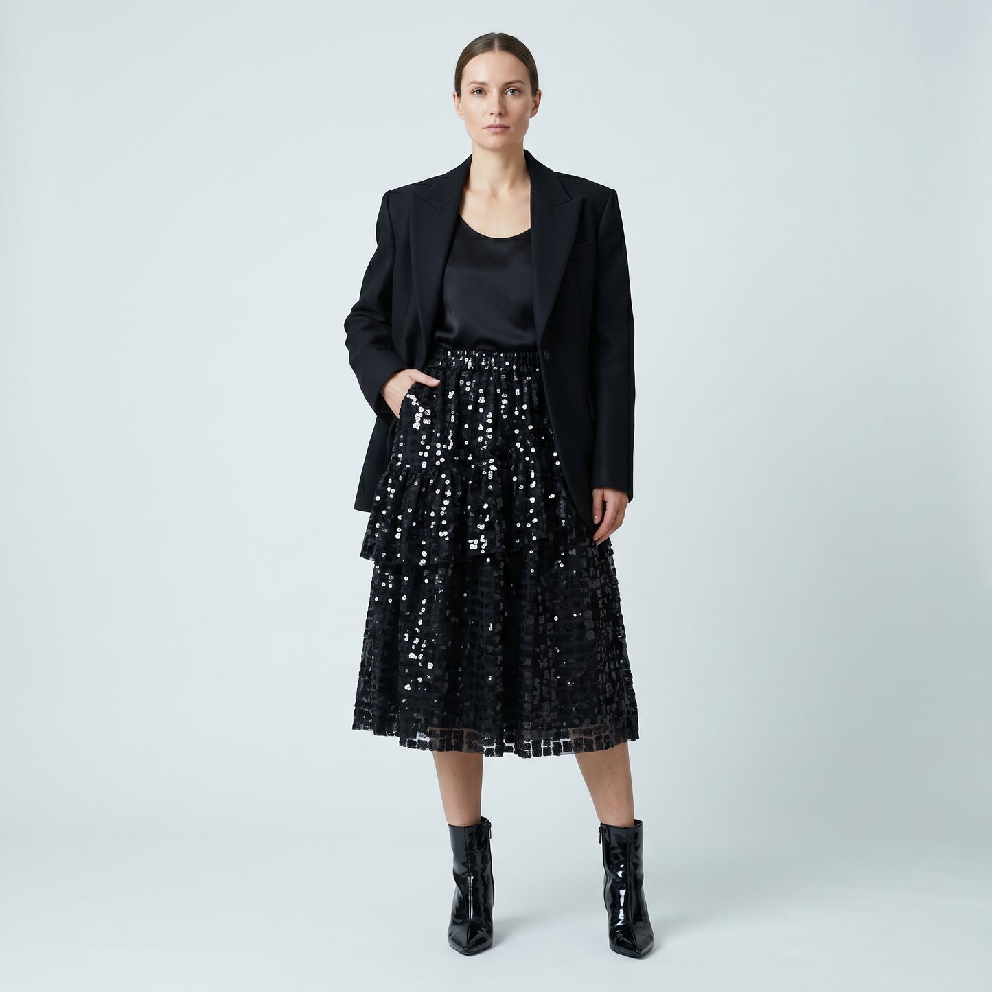 Shimmering Sequin Tiered Skirt