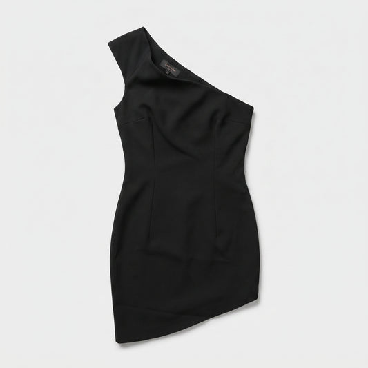 Asymmetric Sculpted Black Dress