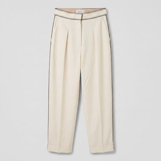 Tailored Cream High-Waist Trousers