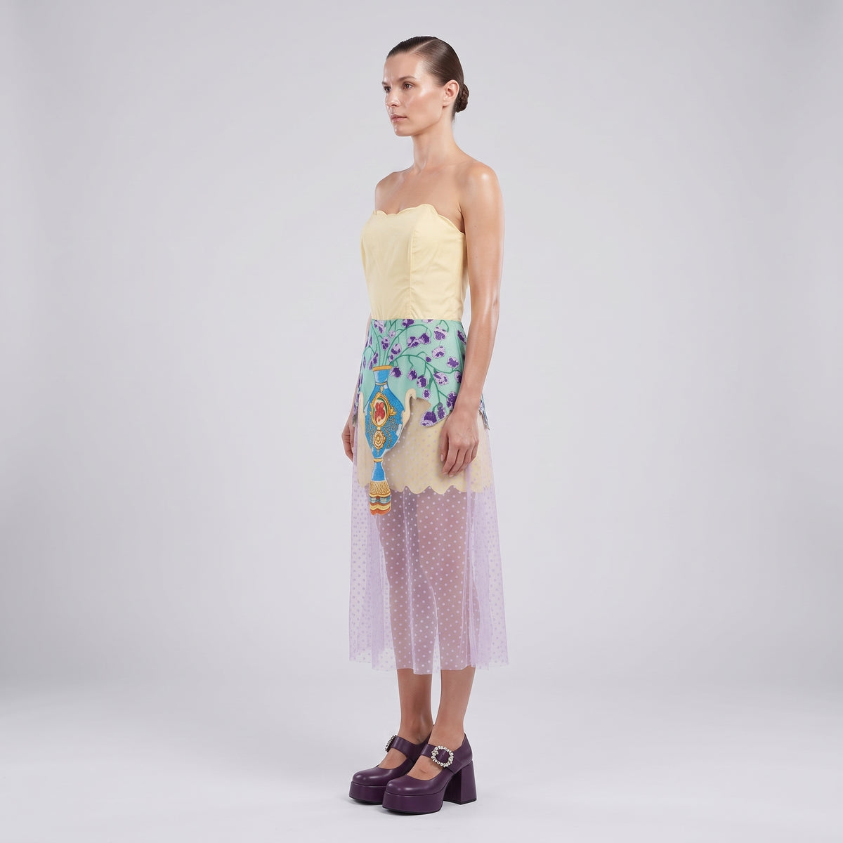 Floral Print Strapless Midi Dress