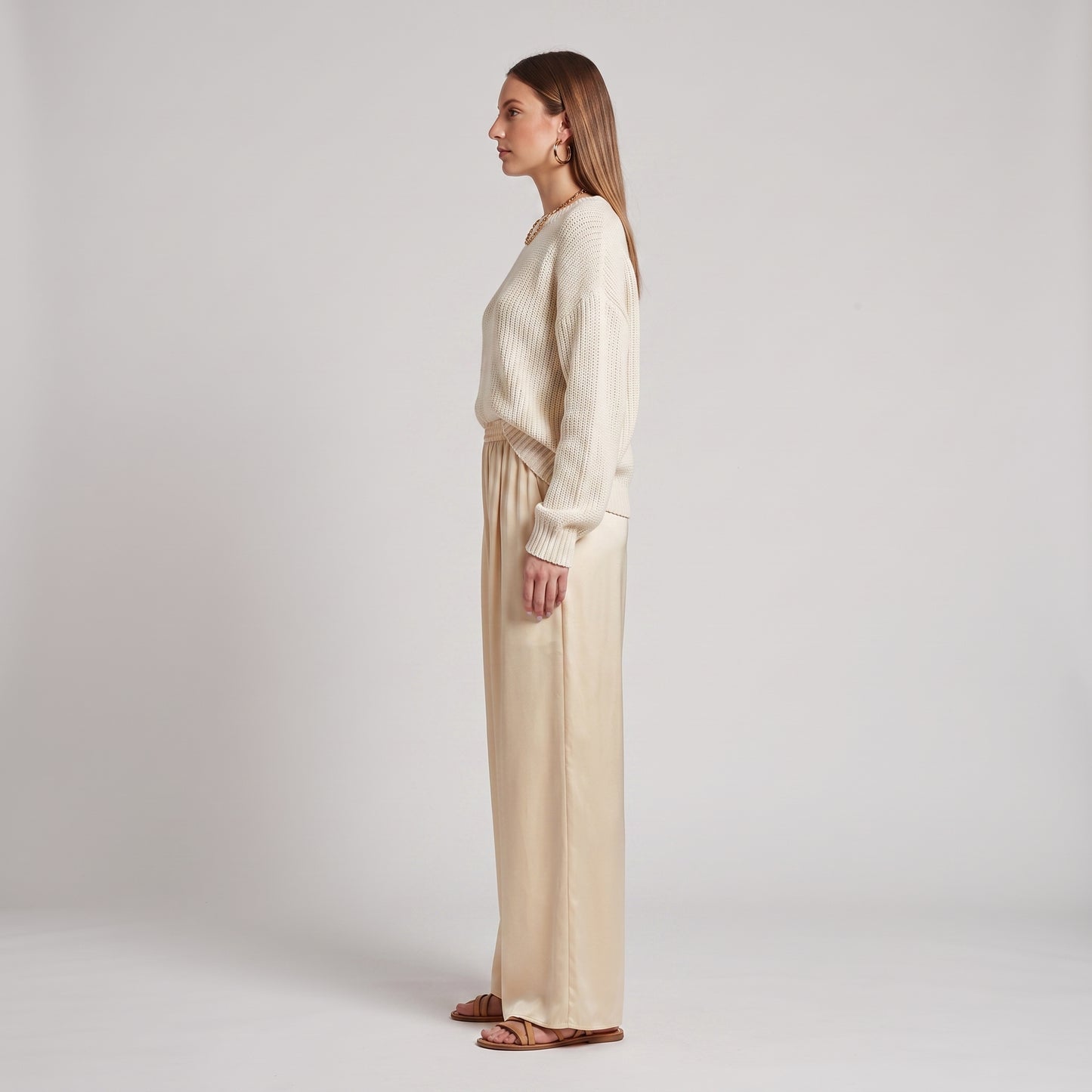 Silk Satin Wide-Leg Trousers