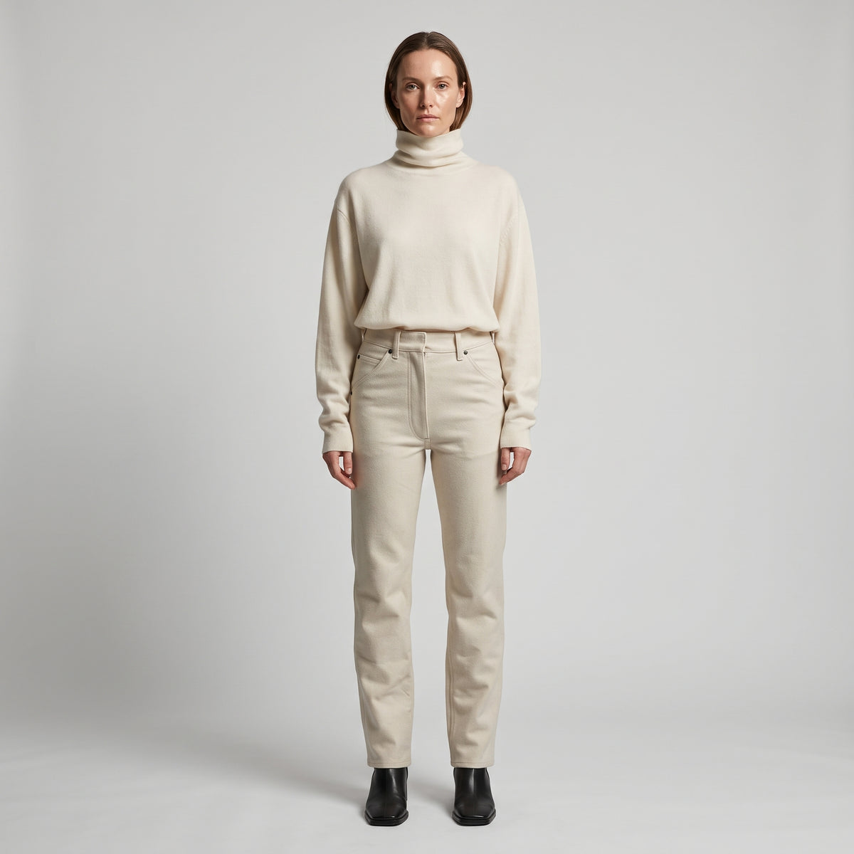 Minimalist High-Rise Cotton Trousers