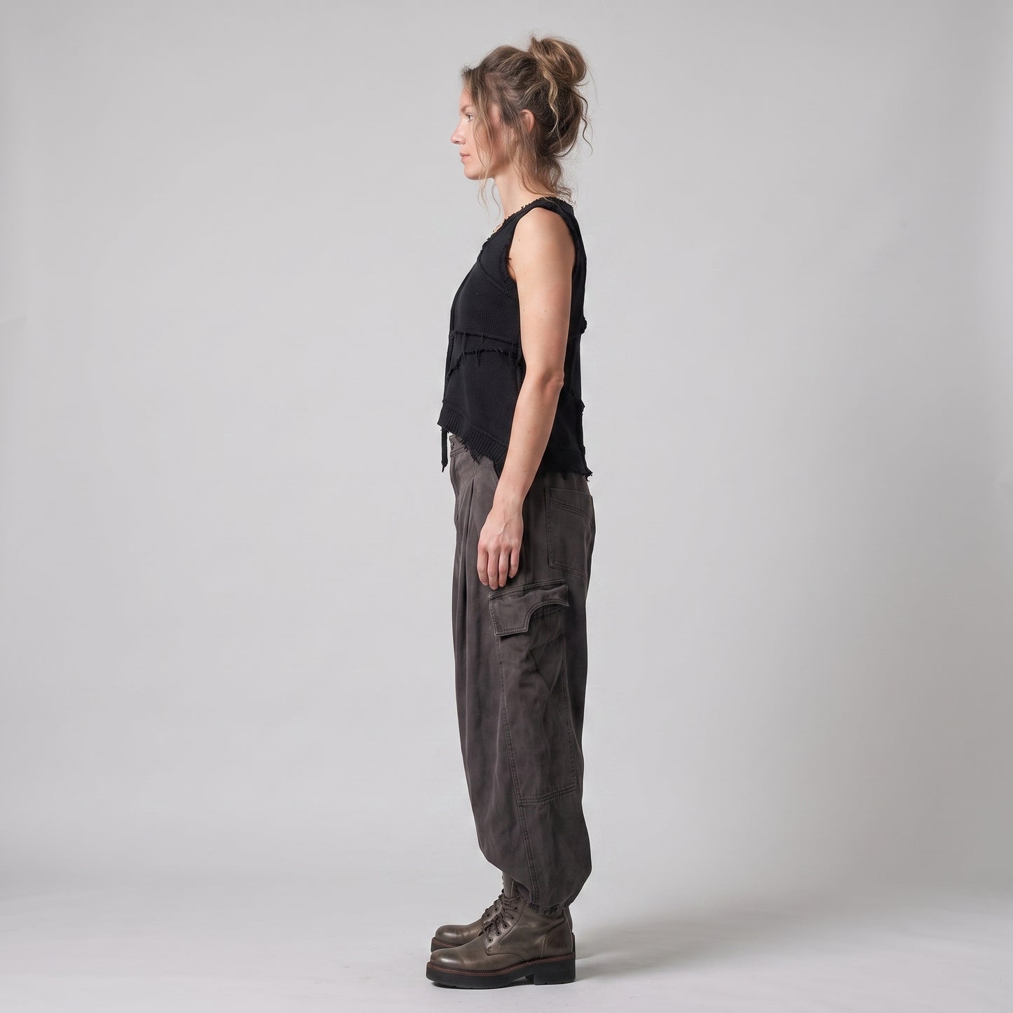 Pleated Cropped Utility Trousers