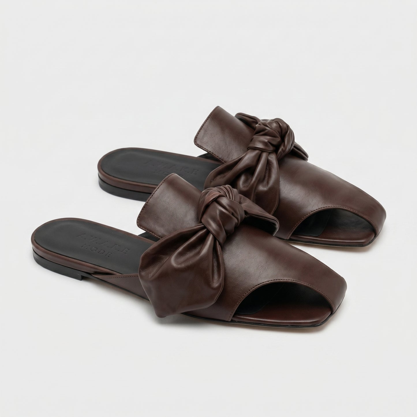 Knotted Leather Slide Mules
