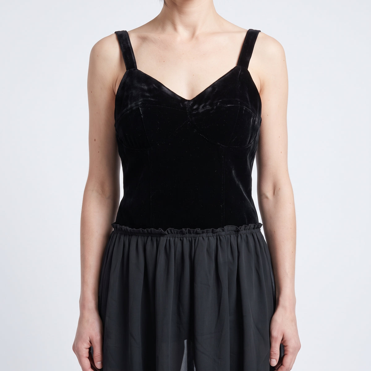 Black Velvet Corset Midi Dress
