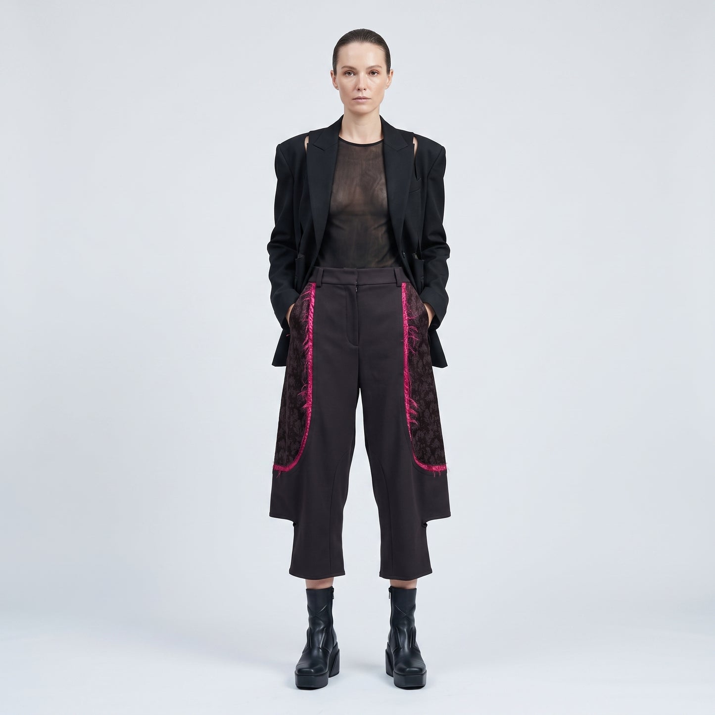 Paneled Tailored Cropped Trousers