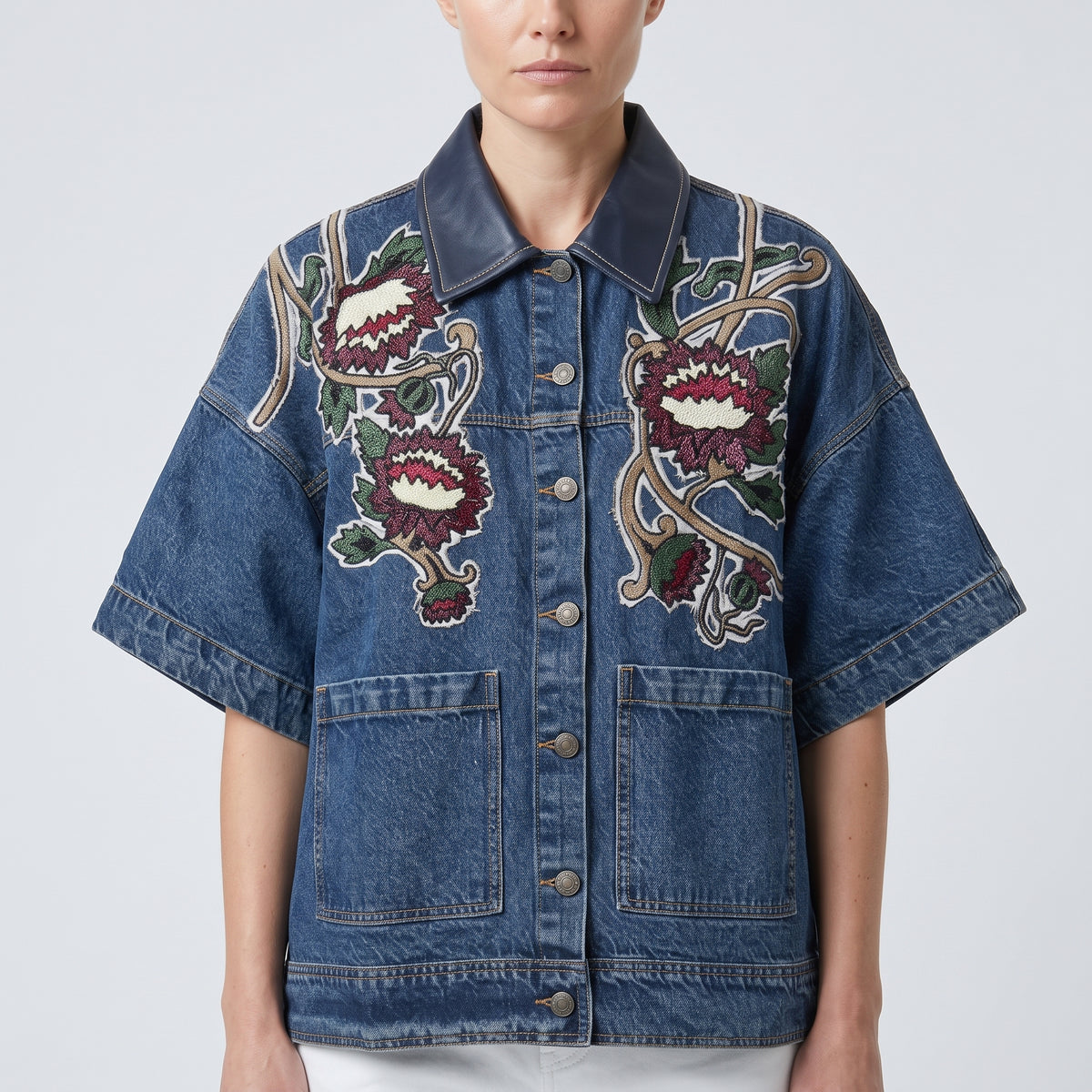 Embroidered Floral Denim Jacket